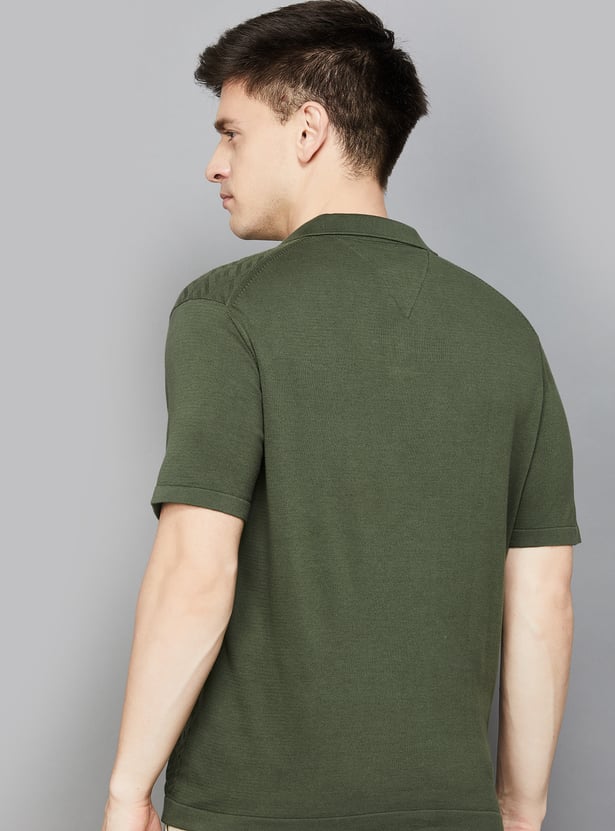 FAHRENHEIT Patterned Johnny Collar T-shirt