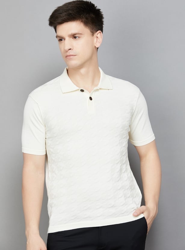 FAHRENHEIT Houndstooth Polo T-shirt