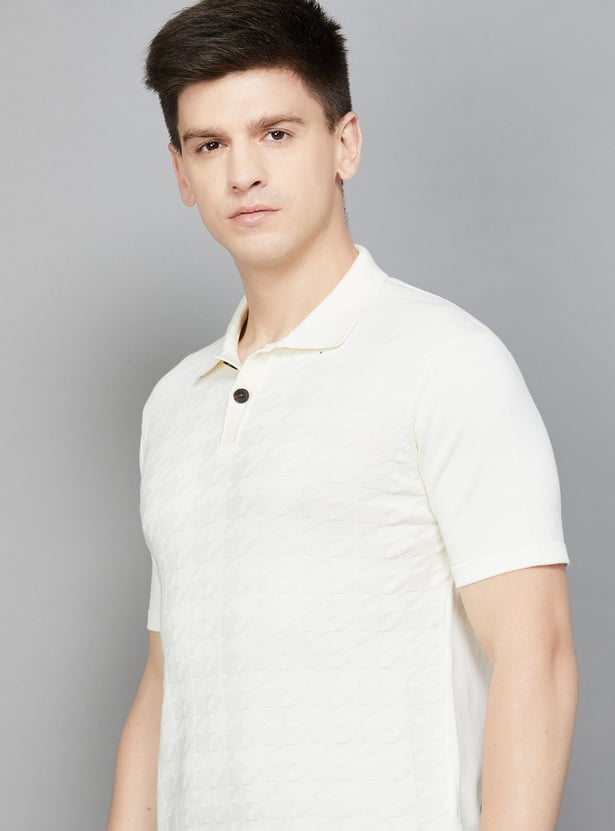 FAHRENHEIT Houndstooth Polo T-shirt