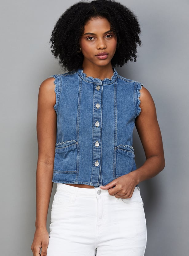ONLY Buttoned Sleeveless Denim Top