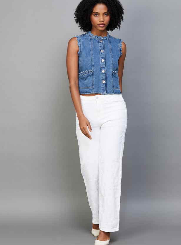 ONLY Buttoned Sleeveless Denim Top