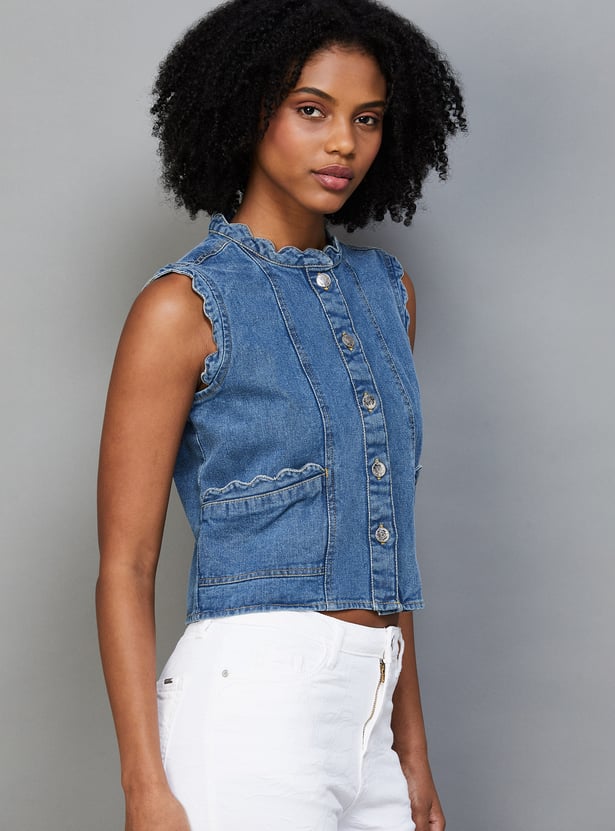 ONLY Buttoned Sleeveless Denim Top