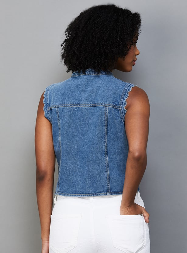 ONLY Buttoned Sleeveless Denim Top
