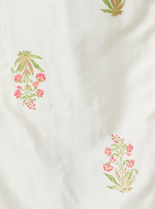 MELANGE Floral Print Notched Neck 3/4th Sleeves Kurta