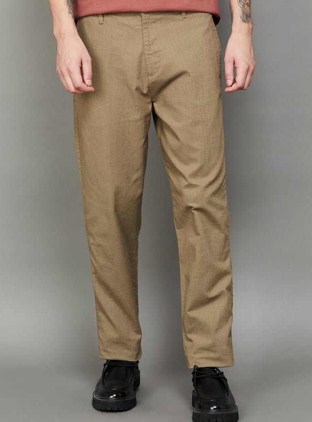 T-BASE Solid Regular Fit Trousers