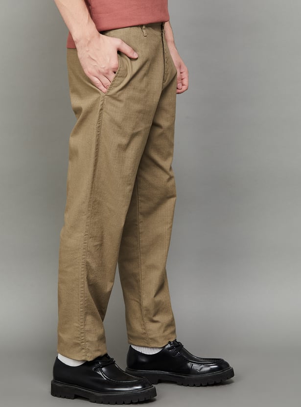 T-BASE Solid Regular Fit Trousers