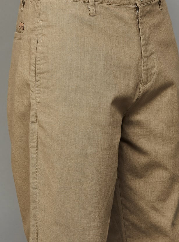 T-BASE Solid Regular Fit Trousers