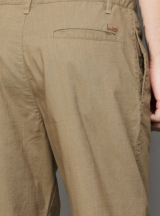 T-BASE Solid Regular Fit Trousers
