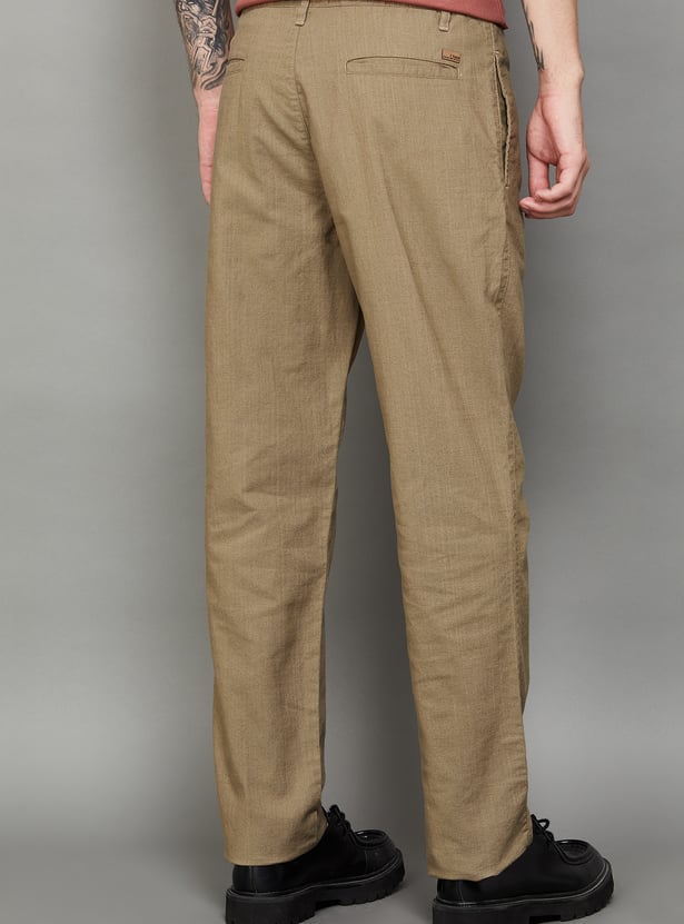 T-BASE Solid Regular Fit Trousers
