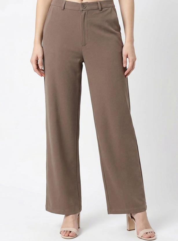 KRAUS Solid High Rise Straight Trousers