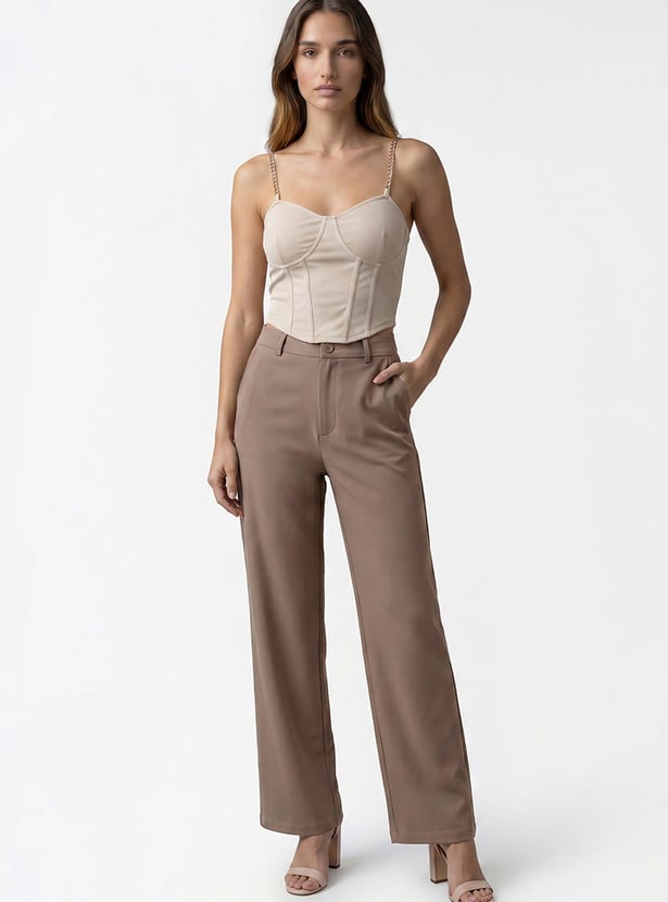 KRAUS Solid High Rise Straight Trousers