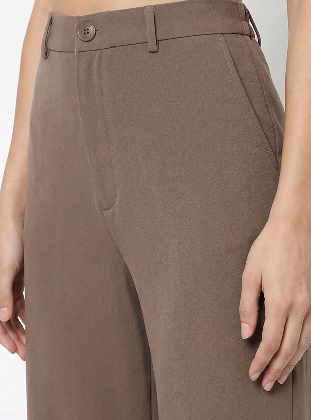 KRAUS Solid High Rise Straight Trousers