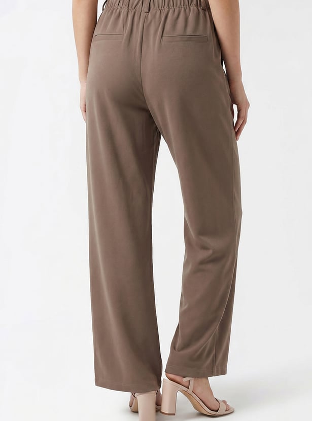 KRAUS Solid High Rise Straight Trousers