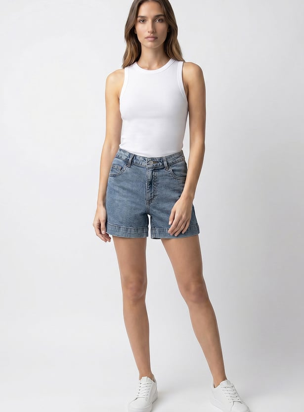 KRAUS Solid Denim Shorts