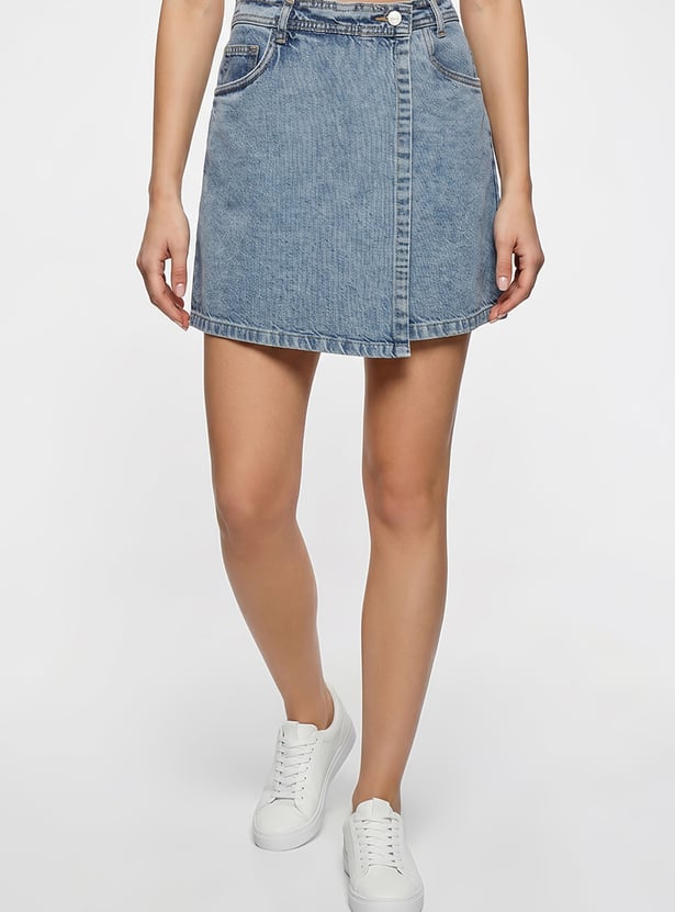 KRAUS Washed Denim Skorts
