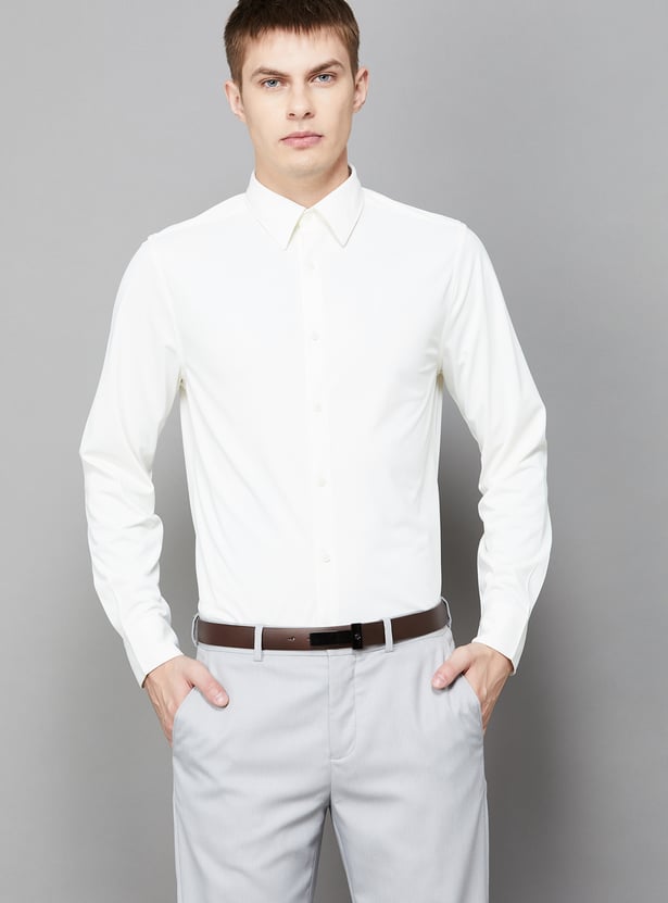 LOUIS PHILIPPE Solid Leather Belt