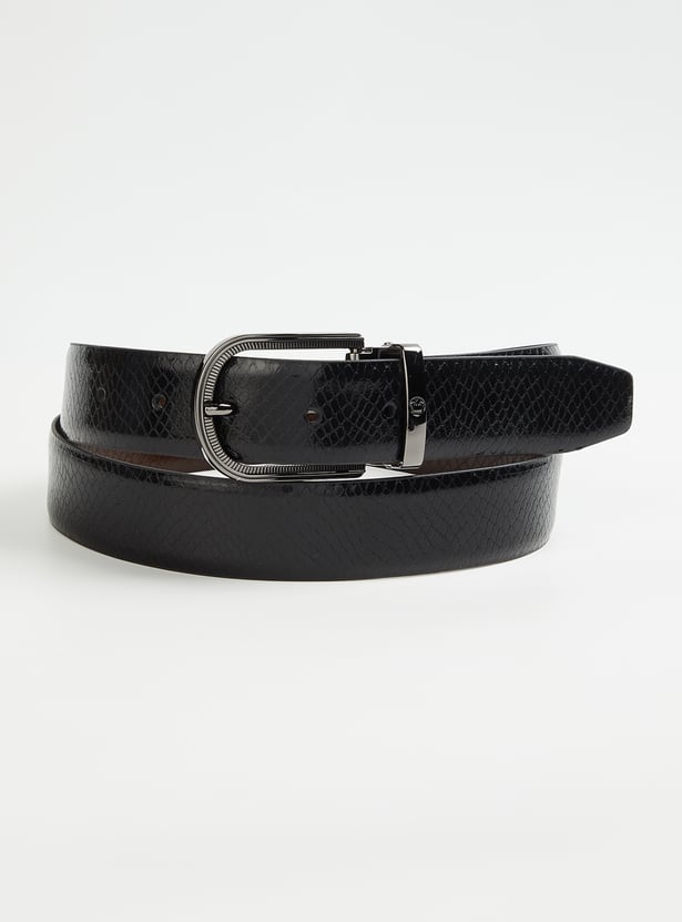 LOUIS PHILIPPE Embossed Leather Belt