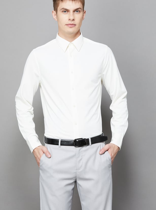 LOUIS PHILIPPE Embossed Leather Belt