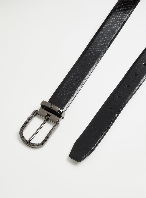 LOUIS PHILIPPE Embossed Leather Belt