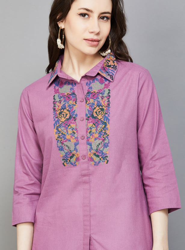 SPAN Embroidered Straight Kurti