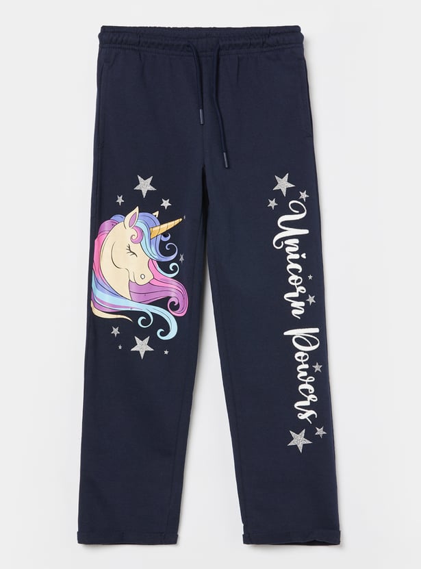 KIDSVILLE Girls Unicorn Printed Track Pants