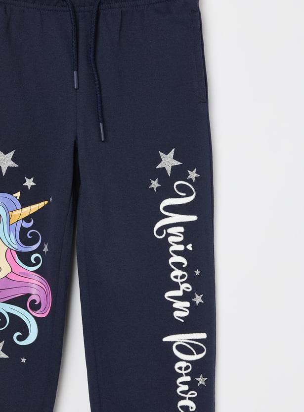 KIDSVILLE Girls Unicorn Printed Track Pants