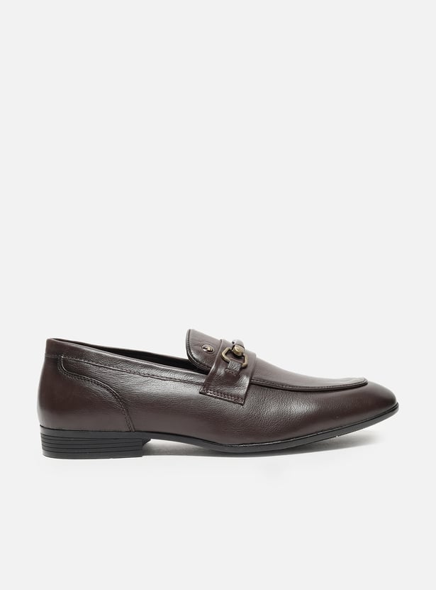LOUIS PHILIPPE Solid Slip-Ons with Buckles