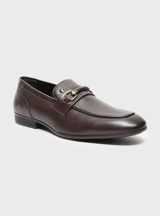 LOUIS PHILIPPE Solid Slip-Ons with Buckles