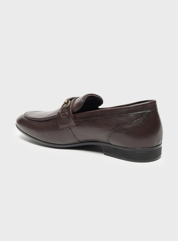 LOUIS PHILIPPE Solid Slip-Ons with Buckles