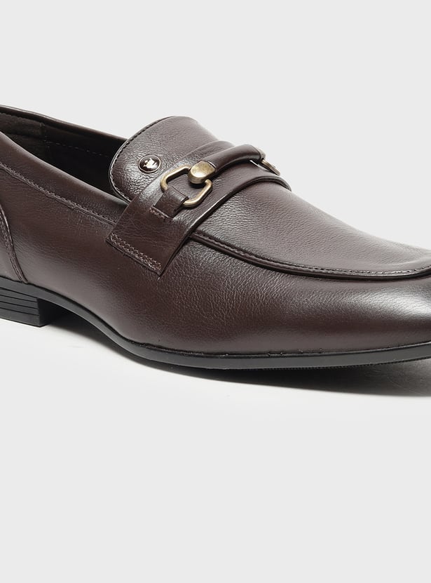 LOUIS PHILIPPE Solid Slip-Ons with Buckles