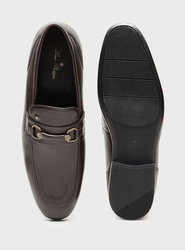 LOUIS PHILIPPE Solid Slip-Ons with Buckles