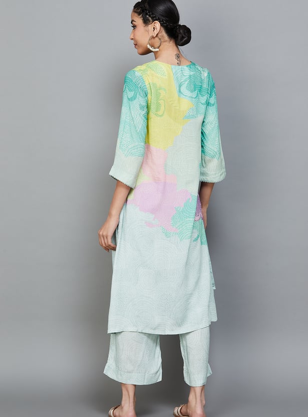 BIBA Floral Print High-Low Kurta Set