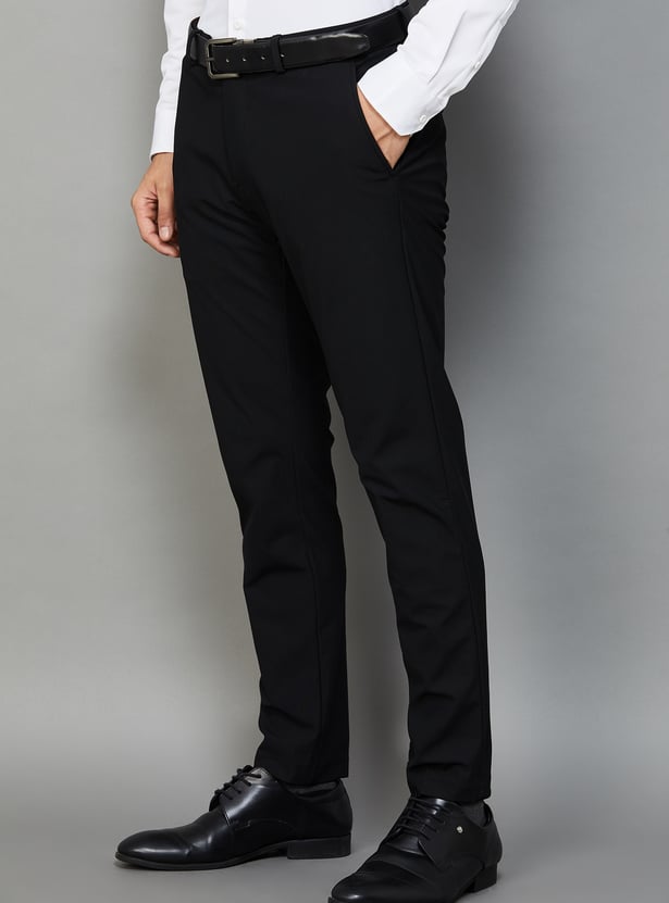 LOUIS PHILIPPE Solid Tapered Formal Trousers