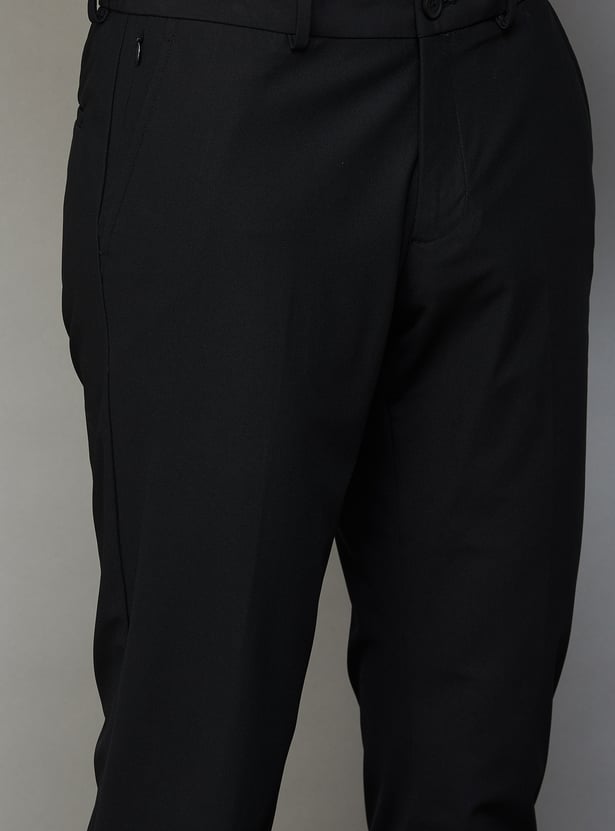 LOUIS PHILIPPE Solid Tapered Formal Trousers