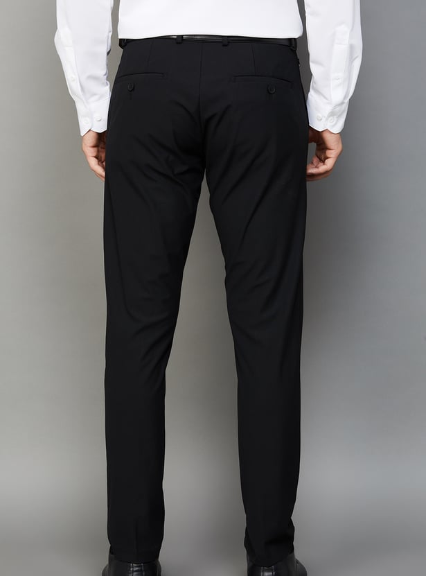 LOUIS PHILIPPE Solid Tapered Formal Trousers