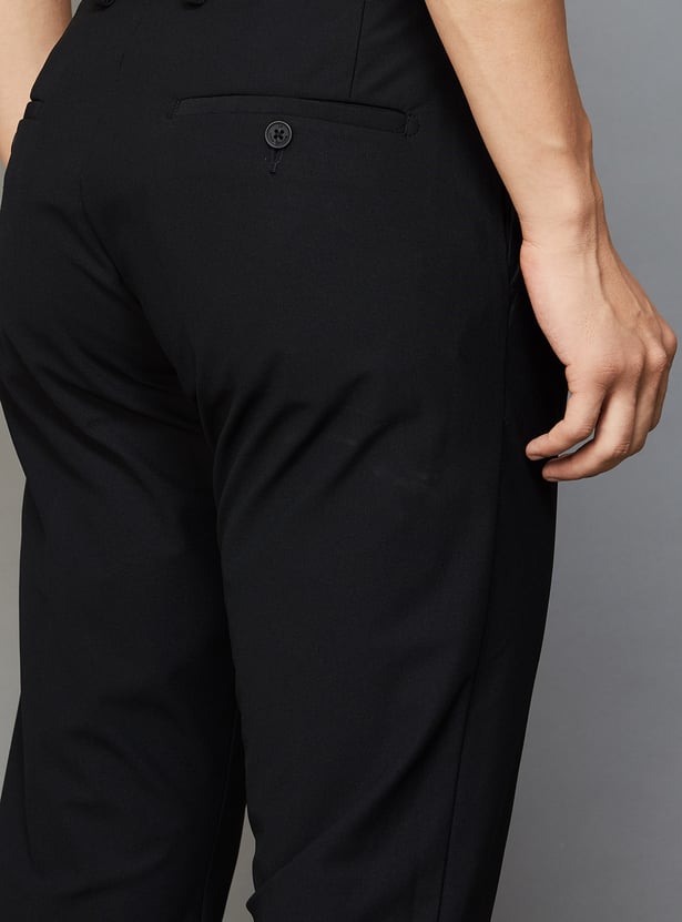 LOUIS PHILIPPE Solid Tapered Formal Trousers