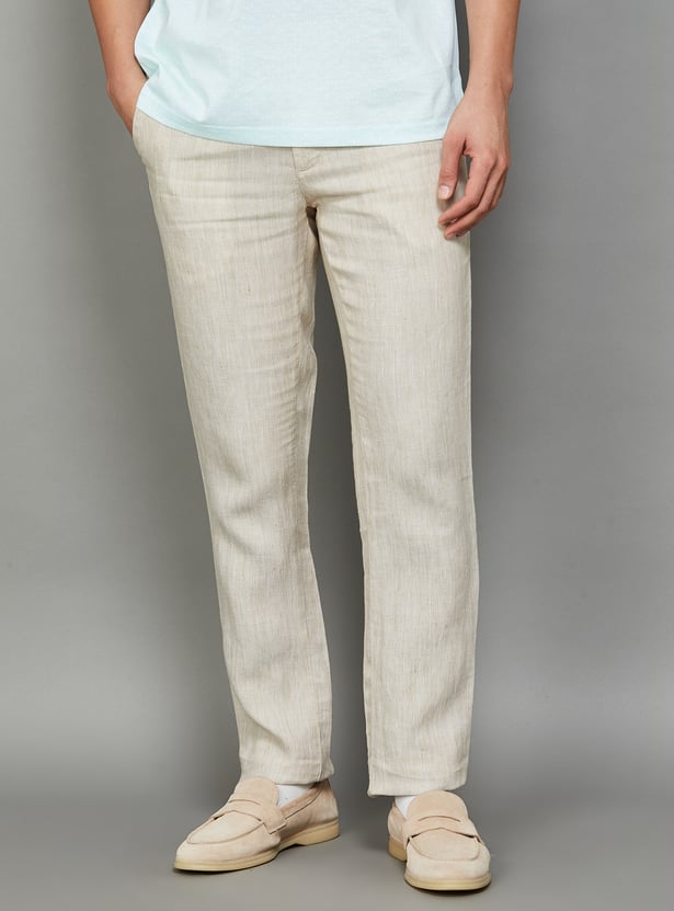 LINEN CLUB STUDIO Solid Regular Fit Trousers