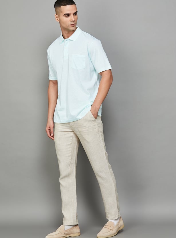 LINEN CLUB STUDIO Solid Regular Fit Trousers