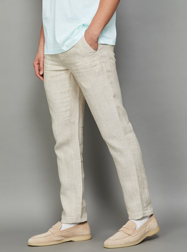 LINEN CLUB STUDIO Solid Regular Fit Trousers
