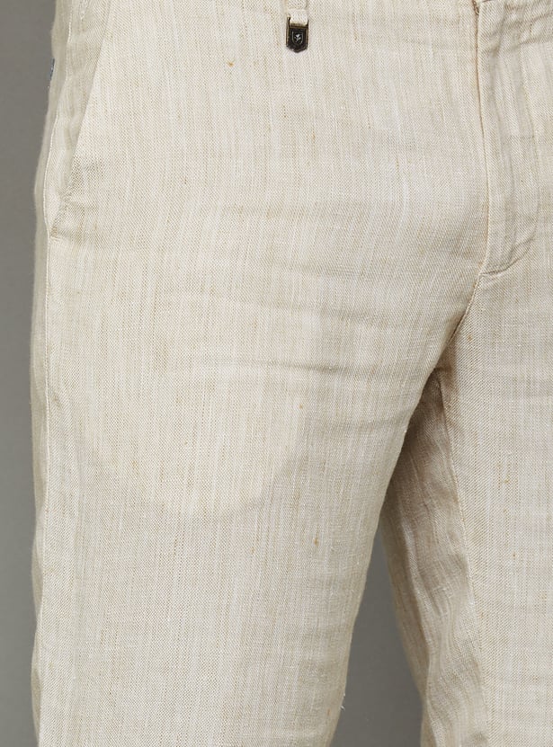 LINEN CLUB STUDIO Solid Regular Fit Trousers