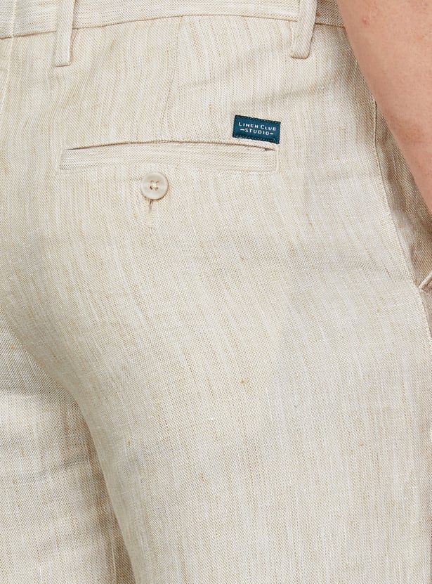 LINEN CLUB STUDIO Solid Regular Fit Trousers