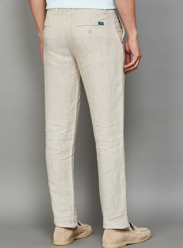 LINEN CLUB STUDIO Solid Regular Fit Trousers