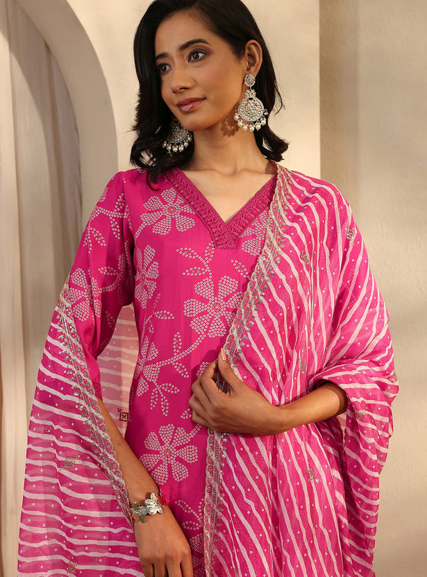 LIBAS Floral Print Straight Kurta Set