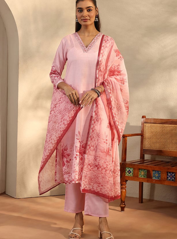 LIBAS Floral Print Kurta Set