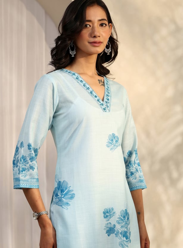 LIBAS Floral Print Straight Kurta Set