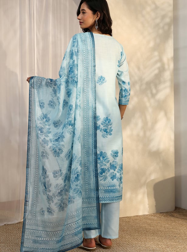 LIBAS Floral Print Straight Kurta Set