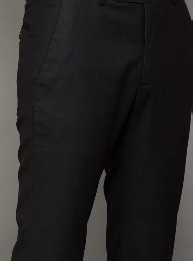 PARK AVENUE Solid Slim Straight Formal Trousers