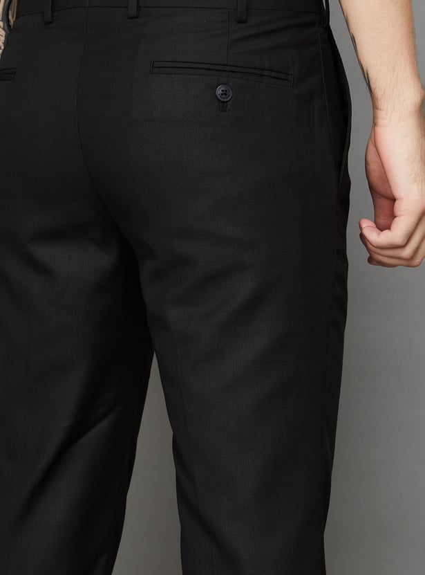PARK AVENUE Solid Slim Straight Formal Trousers