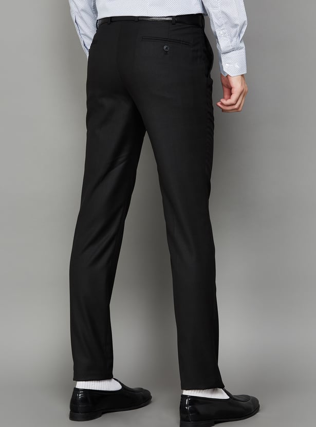 PARK AVENUE Solid Slim Straight Formal Trousers