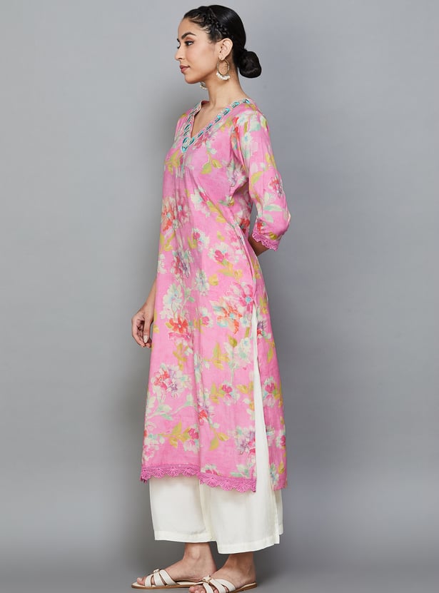 LIBAS Floral Print Straight Kurta